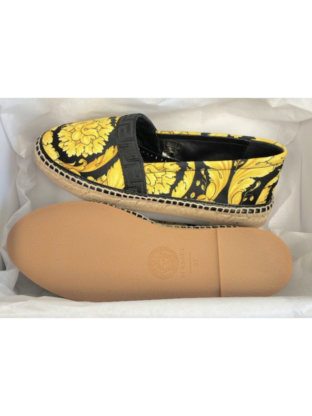 Versace Womens Barocco Print Espadrille Flats Slip-On Shoe Size 37, US 7 - Spain - Picture 5 of 5